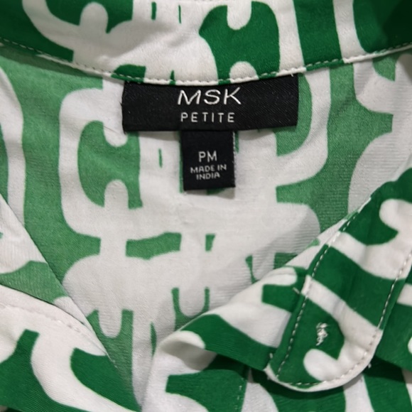 MSK women’s Green White Collared Button Down Dress size medium petite - Picture 6 of 7